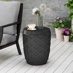 Contemporary Concrete Side Table with Lattice Design, Black