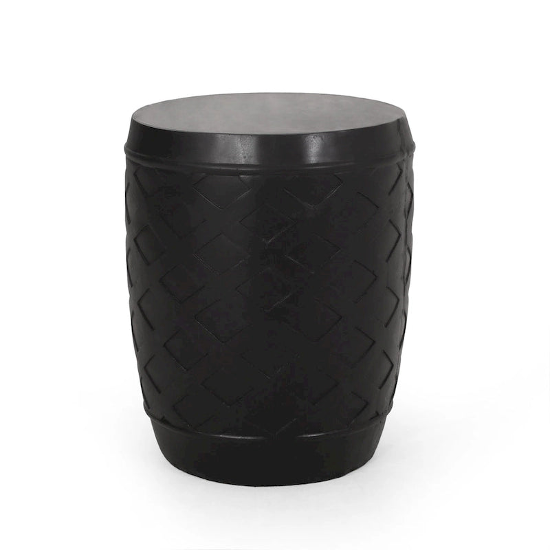 Table d'appoint contemporaine en béton avec motif ajouré, noire