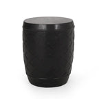 Table d'appoint contemporaine en béton avec motif ajouré, noire