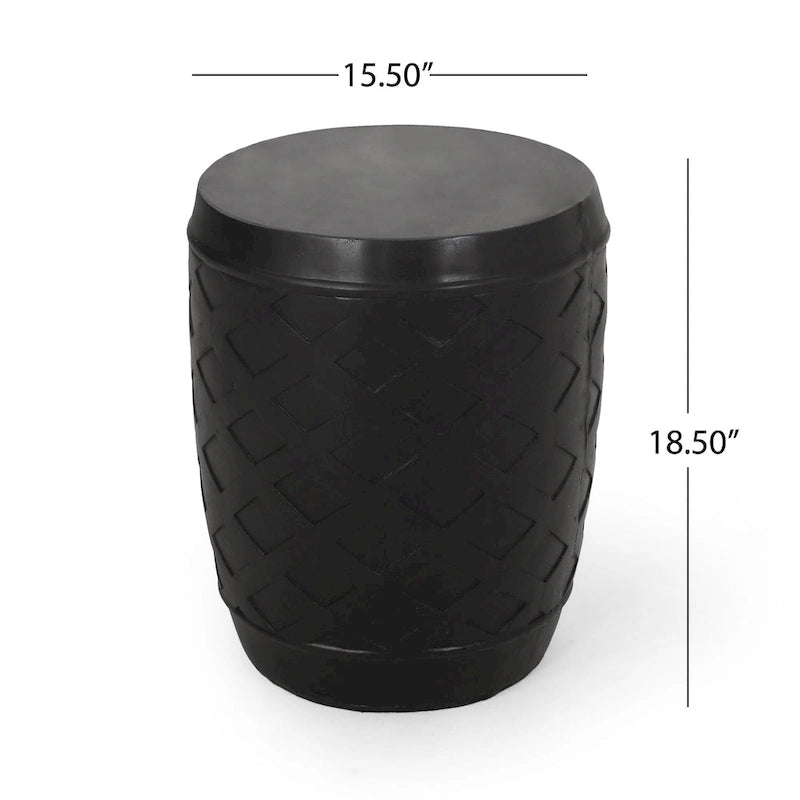 Table d'appoint contemporaine en béton avec motif ajouré, noire
