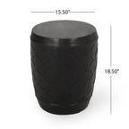 Table d'appoint contemporaine en béton avec motif ajouré, noire