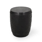 Table d'appoint contemporaine en béton avec motif ajouré, noire