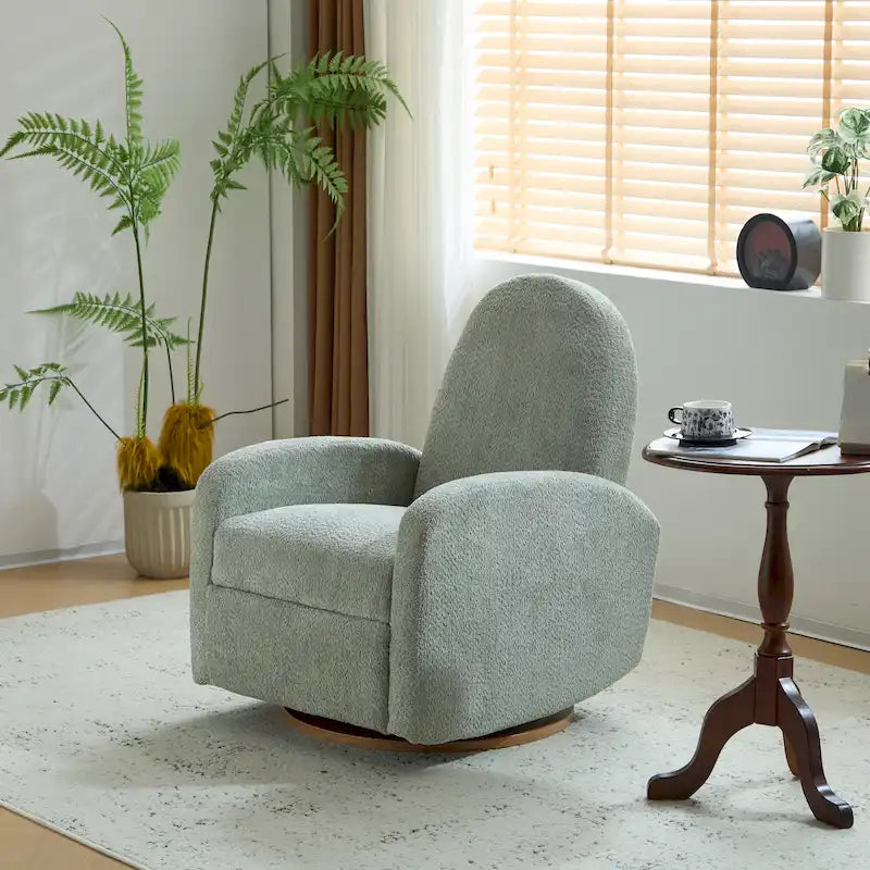 Fauteuil inclinable en tissu bouclette, pivotant à 360° et à bascule