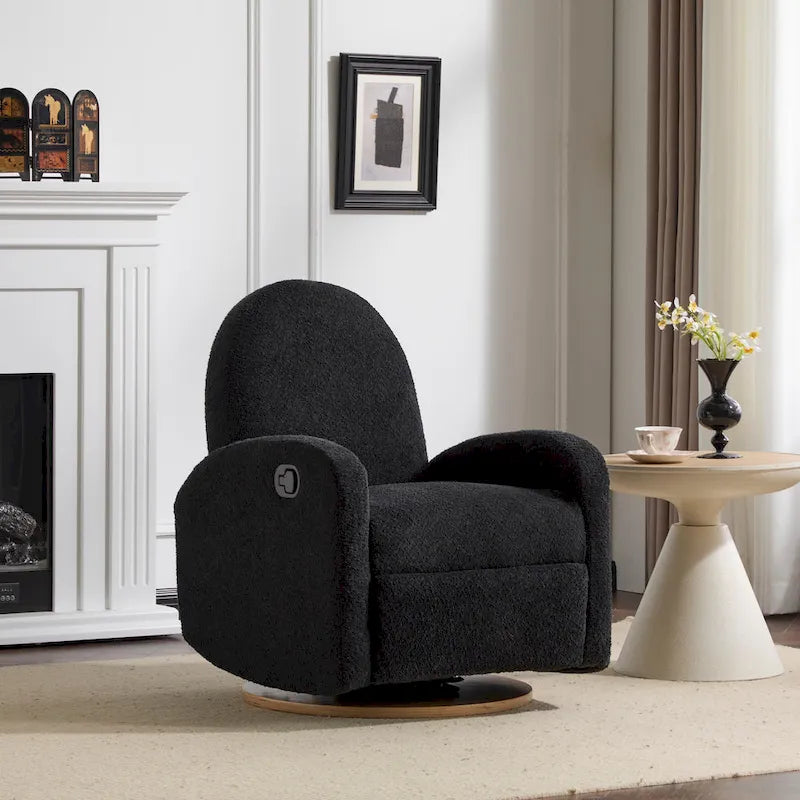 Fauteuil inclinable en tissu bouclette, pivotant à 360° et à bascule