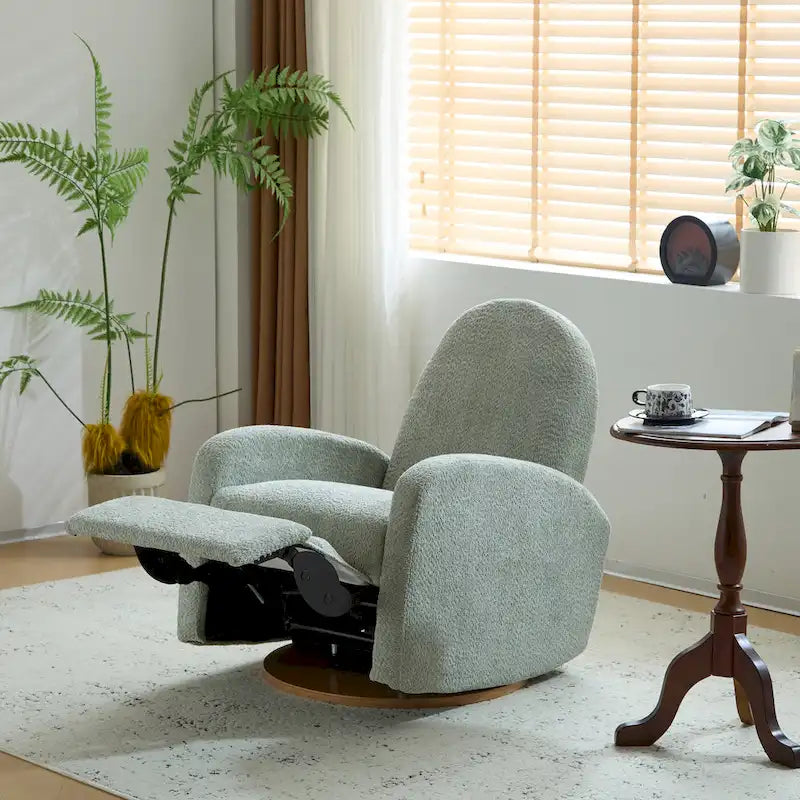 Fauteuil inclinable en tissu bouclette, pivotant à 360° et à bascule