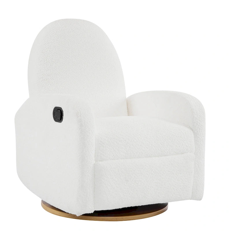 Fauteuil inclinable en tissu bouclette, pivotant à 360° et à bascule