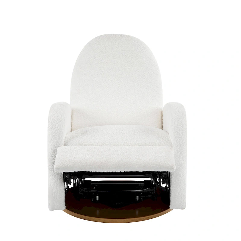 Fauteuil inclinable en tissu bouclette, pivotant à 360° et à bascule