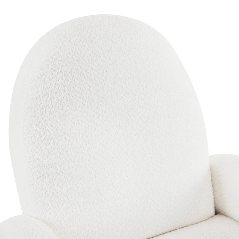Fauteuil inclinable en tissu bouclette, pivotant à 360° et à bascule