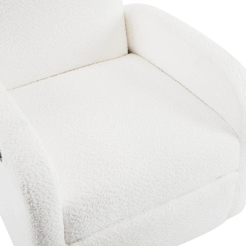 Fauteuil inclinable en tissu bouclette, pivotant à 360° et à bascule