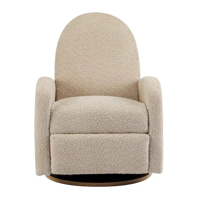 Fauteuil inclinable en tissu bouclette, pivotant à 360° et à bascule