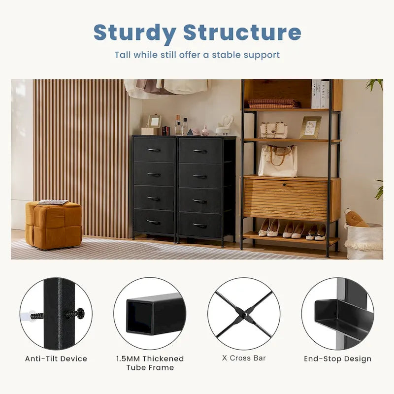 Commode en tissu à 4 tiroirs, Organiseur de rangement pliable