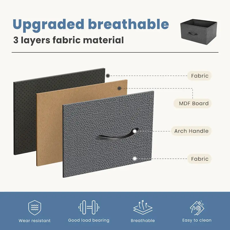 Commode en tissu à 4 tiroirs, Organiseur de rangement pliable