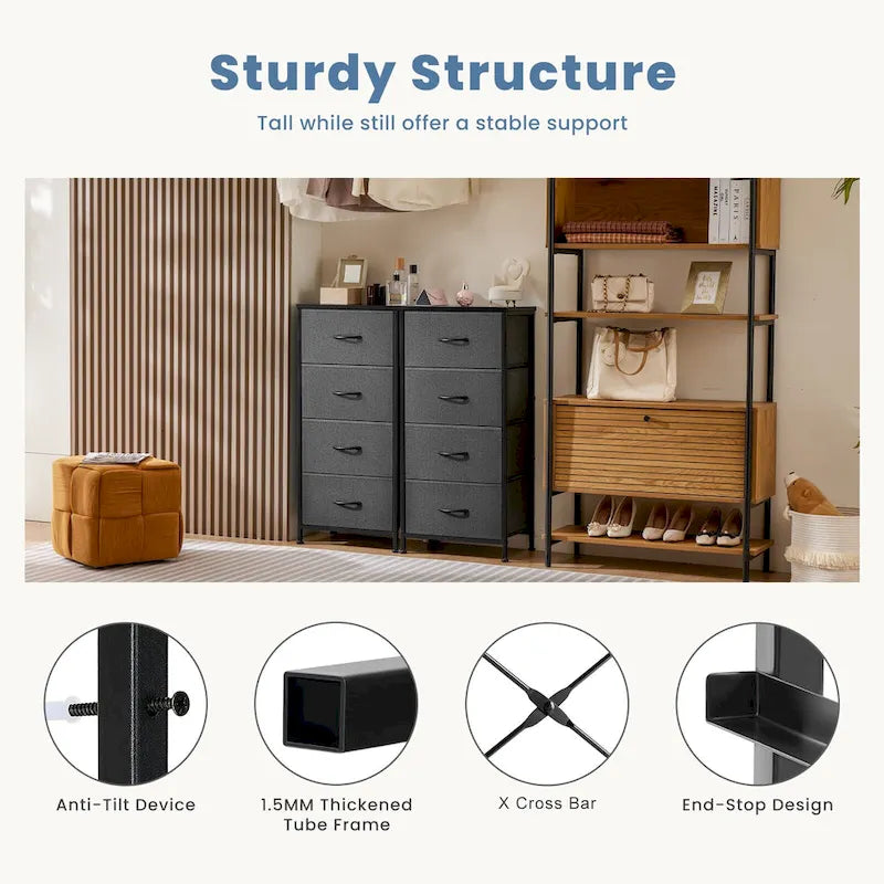 Commode en tissu à 4 tiroirs, Organiseur de rangement pliable