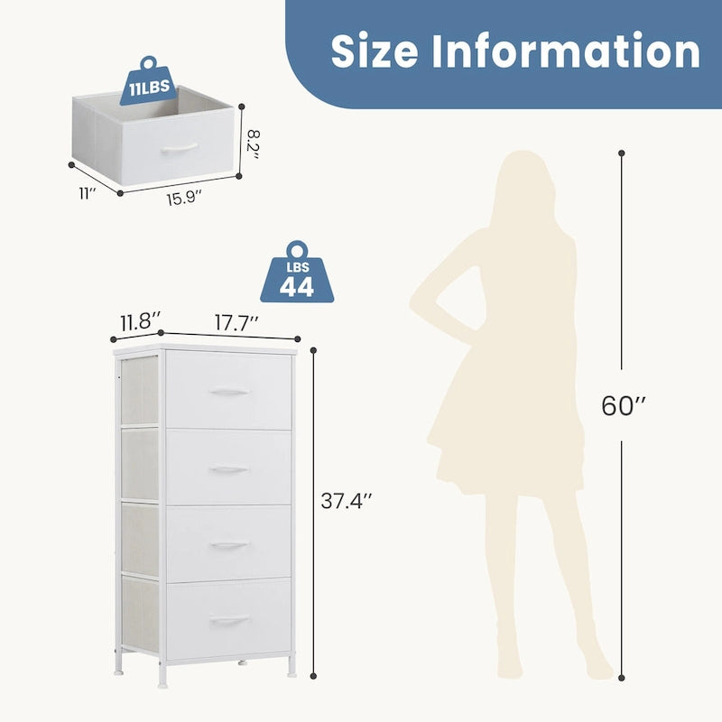 Commode en tissu à 4 tiroirs, Organiseur de rangement pliable