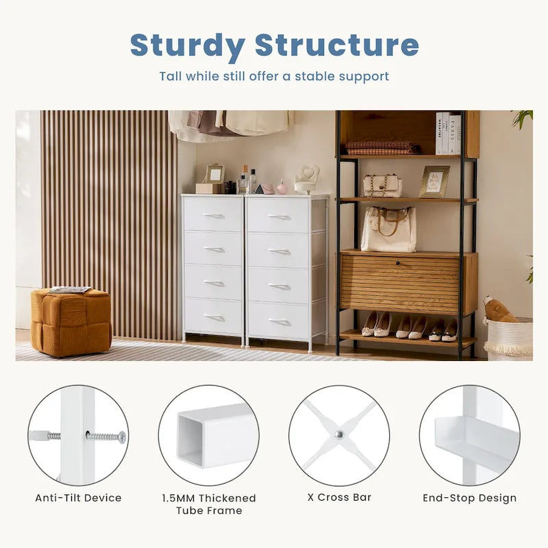 Commode en tissu à 4 tiroirs, Organiseur de rangement pliable