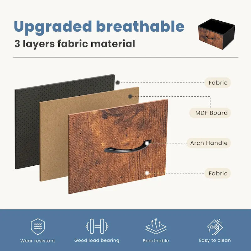 Commode en tissu à 4 tiroirs, Organiseur de rangement pliable