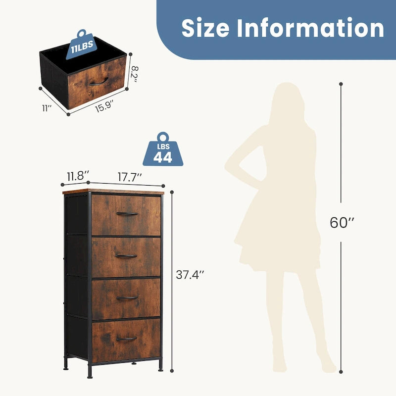 Commode en tissu à 4 tiroirs, Organiseur de rangement pliable
