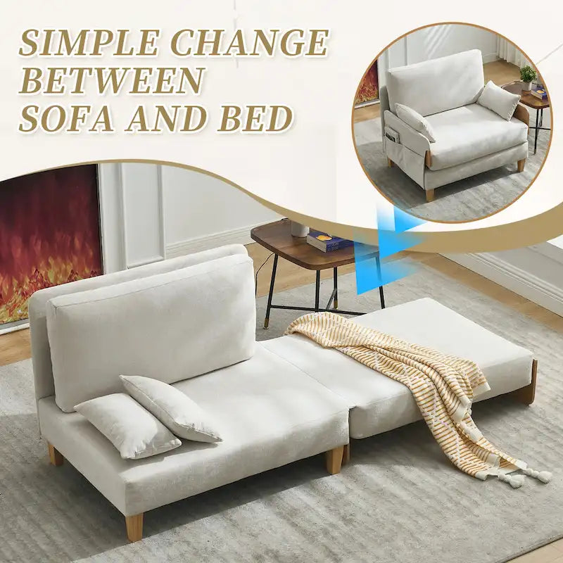 Fauteuil convertible inclinable en chenille avec 3 oreillers