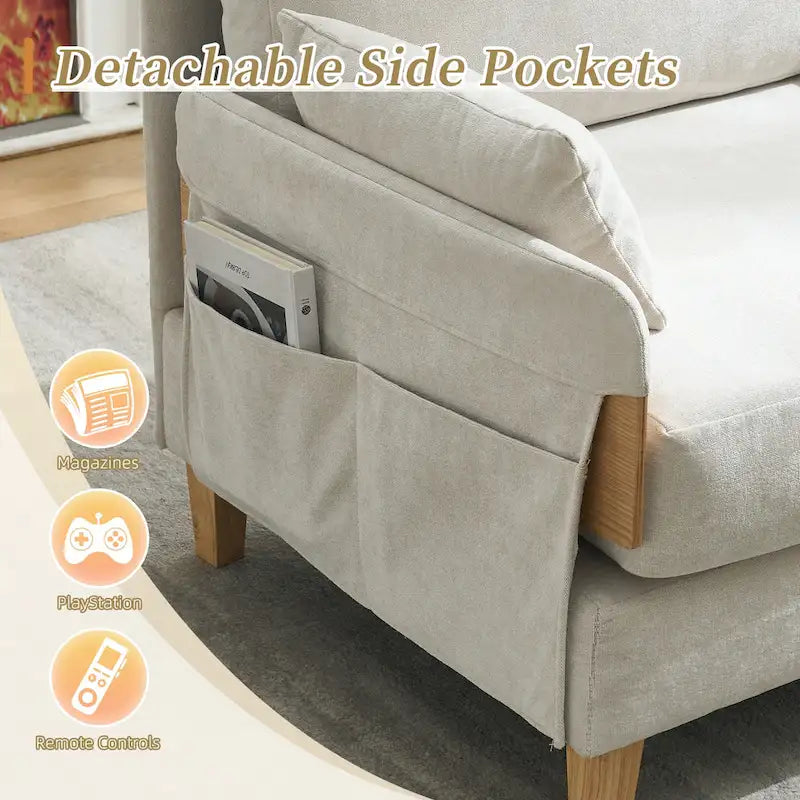 Fauteuil convertible inclinable en chenille avec 3 oreillers