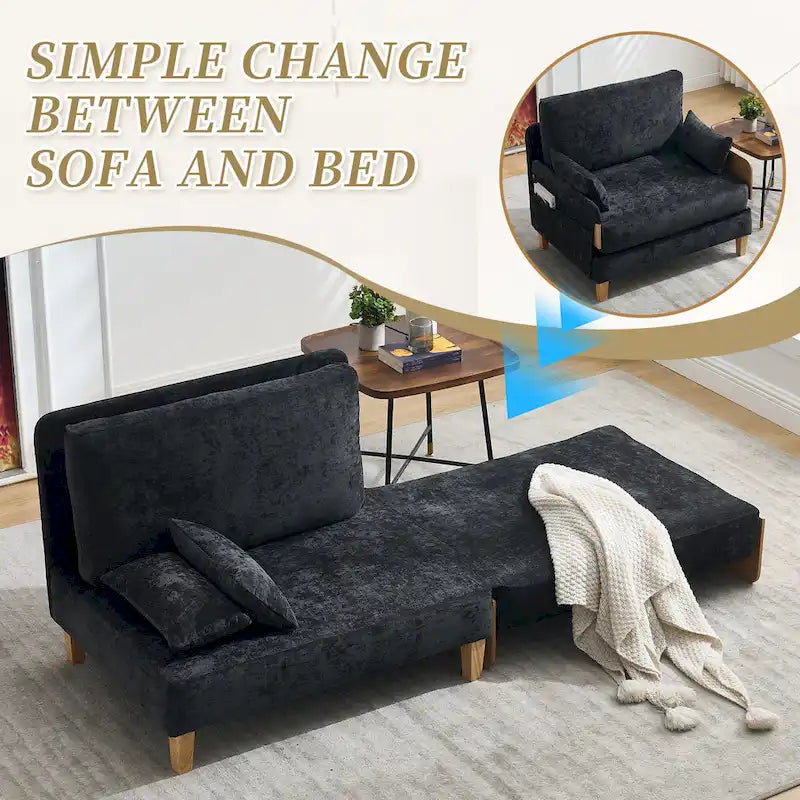 Fauteuil convertible inclinable en chenille avec 3 oreillers