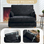 Fauteuil convertible inclinable en chenille avec 3 oreillers