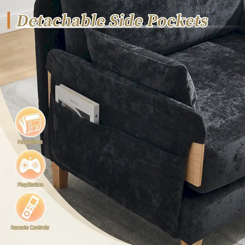 Fauteuil convertible inclinable en chenille avec 3 oreillers