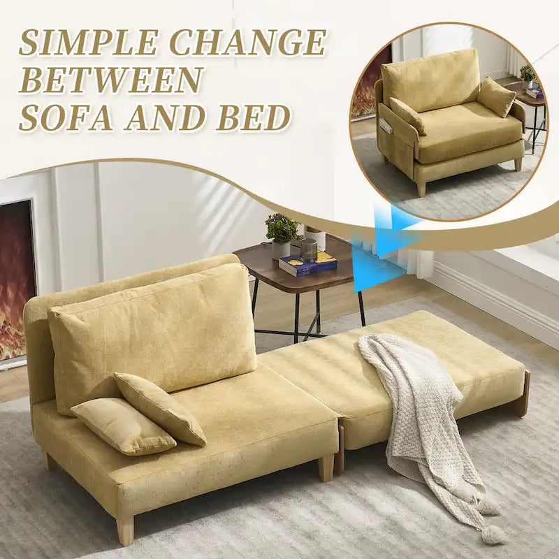 Fauteuil convertible inclinable en chenille avec 3 oreillers