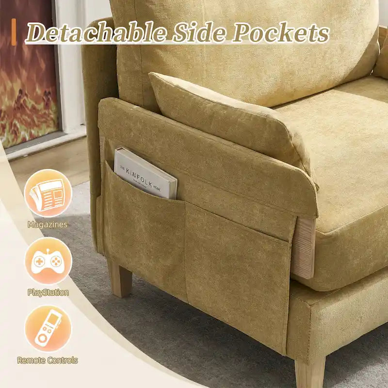 Fauteuil convertible inclinable en chenille avec 3 oreillers