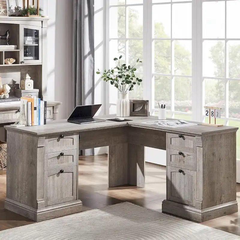 Bureau d'ordinateur de ferme, bureau d'ordinateur en bois avec station de chargement
