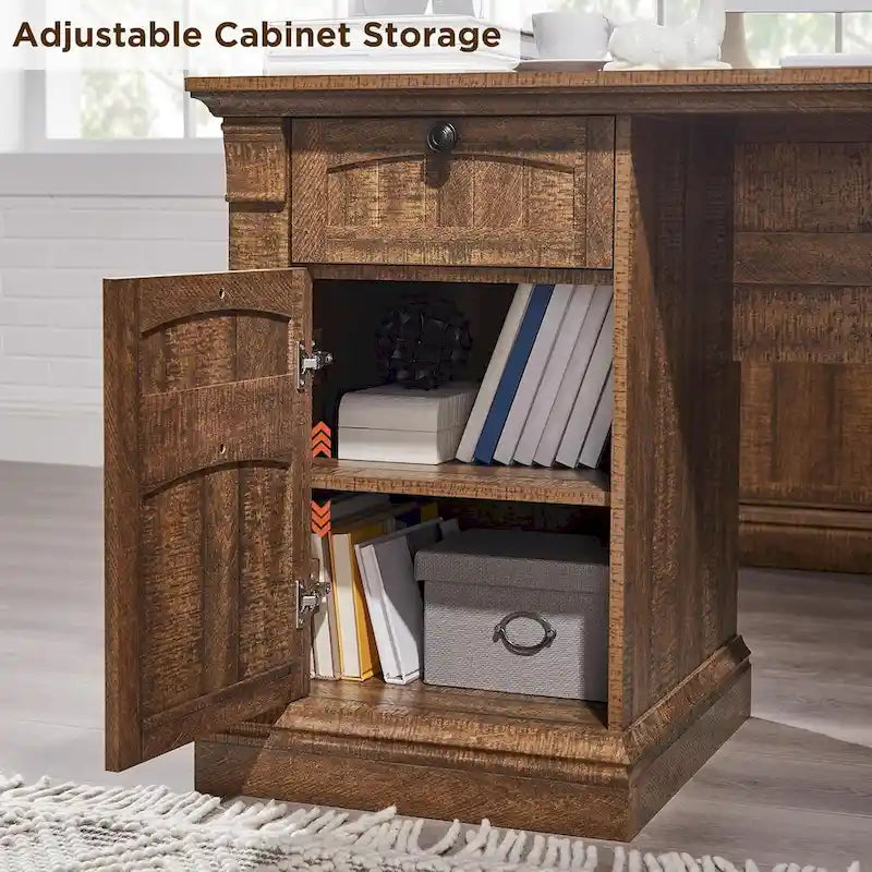 Bureau d'ordinateur de ferme, bureau d'ordinateur en bois avec station de chargement