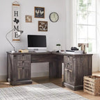 Bureau d'ordinateur de ferme, bureau d'ordinateur en bois avec station de chargement