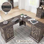 Bureau d'ordinateur de ferme, bureau d'ordinateur en bois avec station de chargement