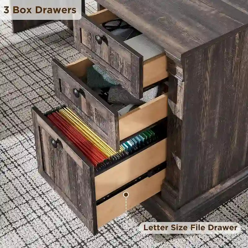 Bureau d'ordinateur de ferme, bureau d'ordinateur en bois avec station de chargement