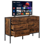 Rustic Wood Dresser with 6 Drawers, Wide 48 Brown TV Stand with Storage