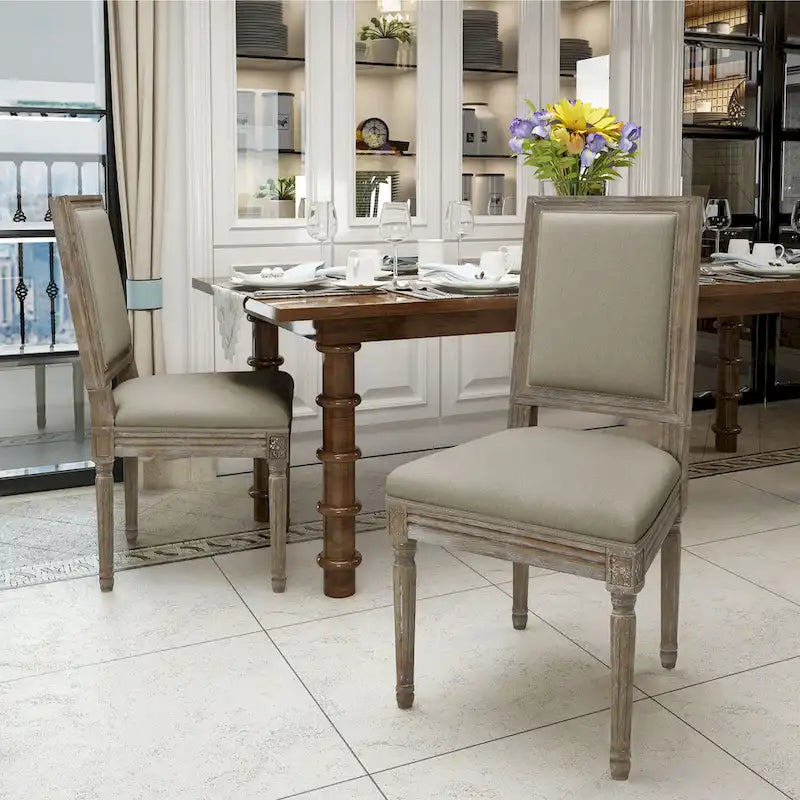 Chaises de salle à manger classiques en tissu (lot de 2)