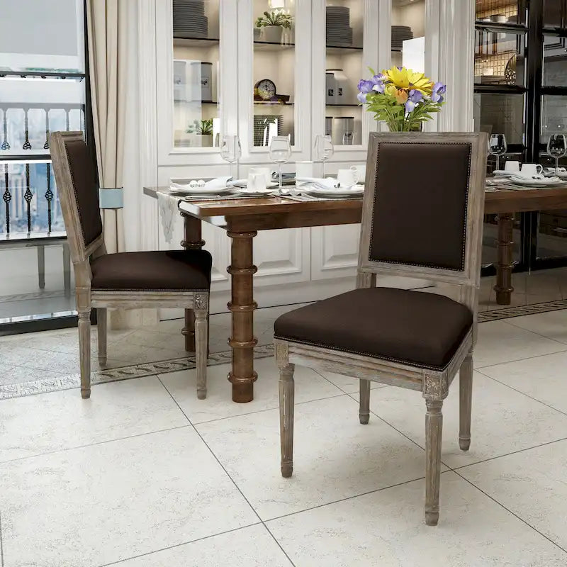 Chaises de salle à manger classiques en tissu (lot de 2)