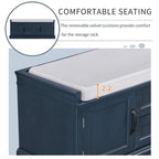 Banc de rangement avec tiroirs et placards
