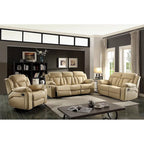 Canapé inclinable droit en similicuir à bras évasés de 85 po de largeur - 37L x 85W x 41H