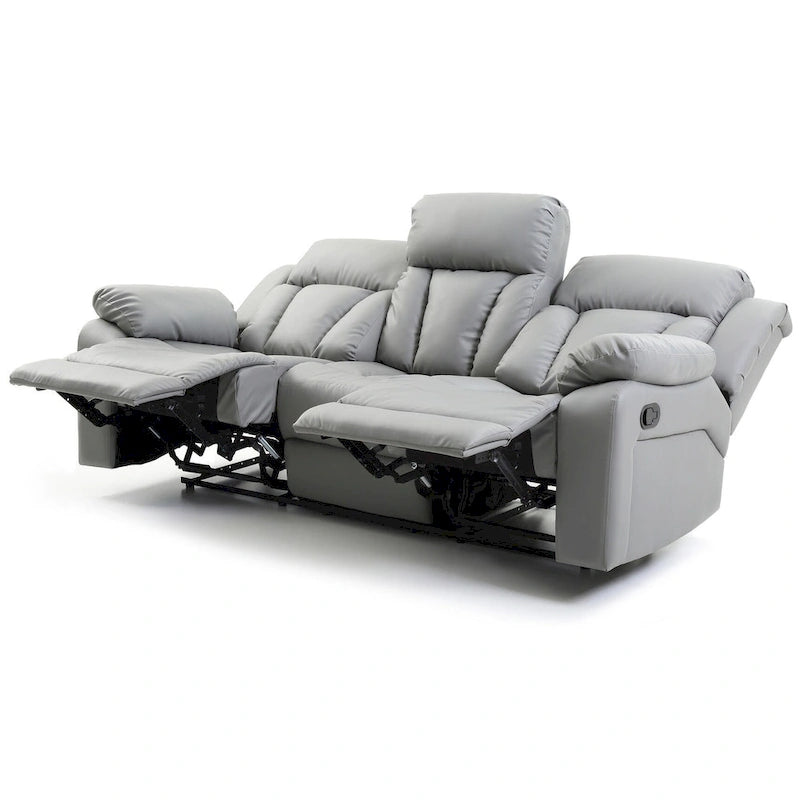 Canapé inclinable droit en similicuir à bras évasés de 85 po de largeur - 37L x 85W x 41H