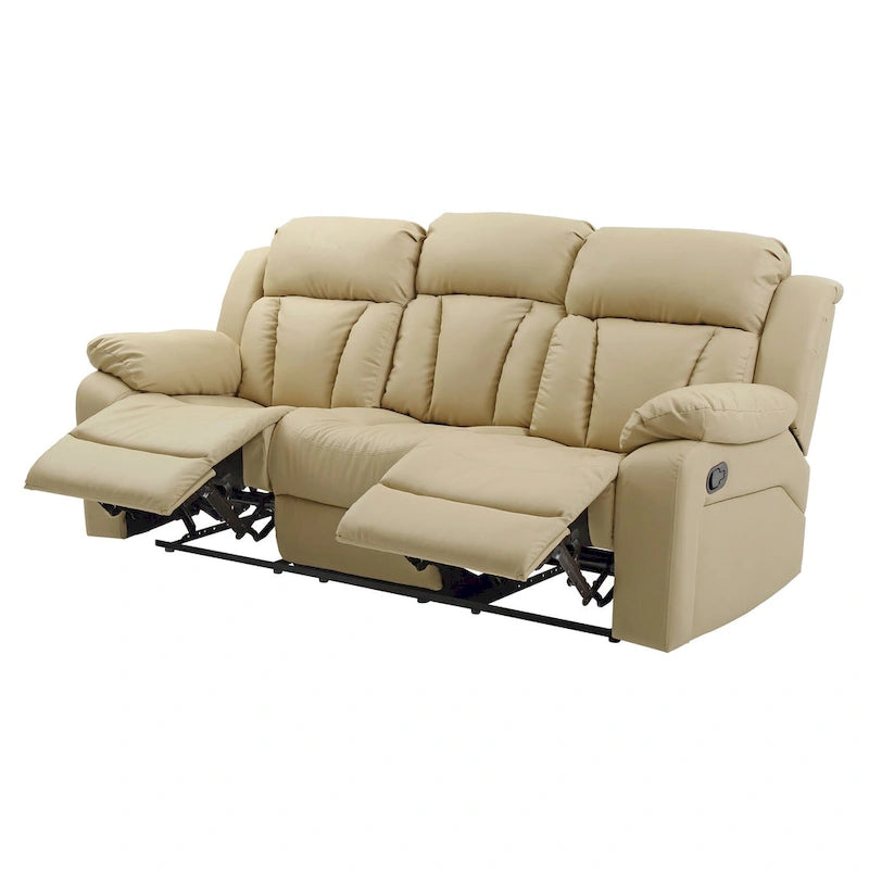 Canapé inclinable droit en similicuir à bras évasés de 85 po de largeur - 37L x 85W x 41H