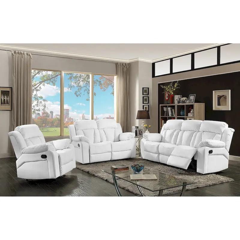 Canapé inclinable droit en similicuir à bras évasés de 85 po de largeur - 37L x 85W x 41H