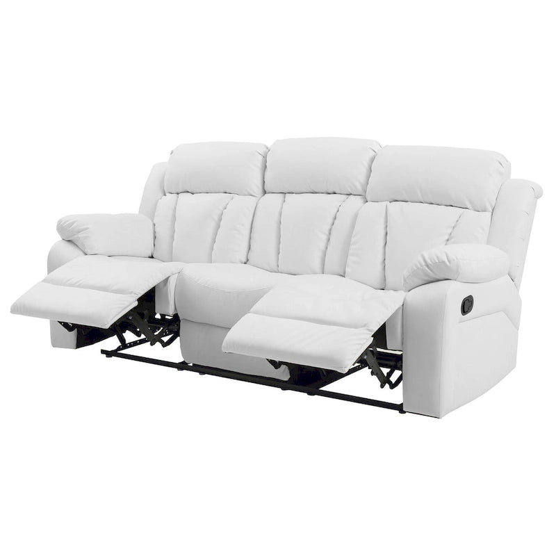 Canapé inclinable droit en similicuir à bras évasés de 85 po de largeur - 37L x 85W x 41H