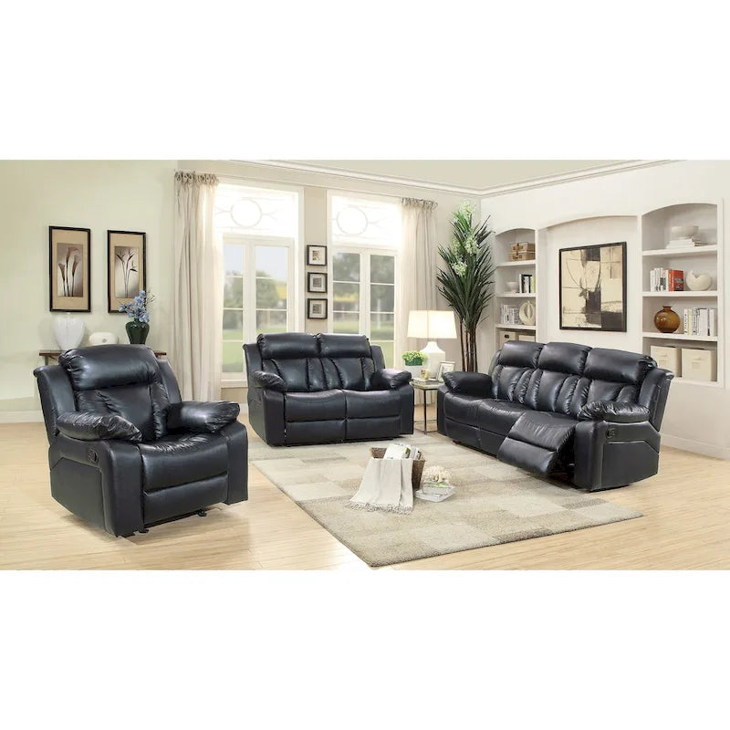 Canapé inclinable droit en similicuir à bras évasés de 85 po de largeur - 37L x 85W x 41H