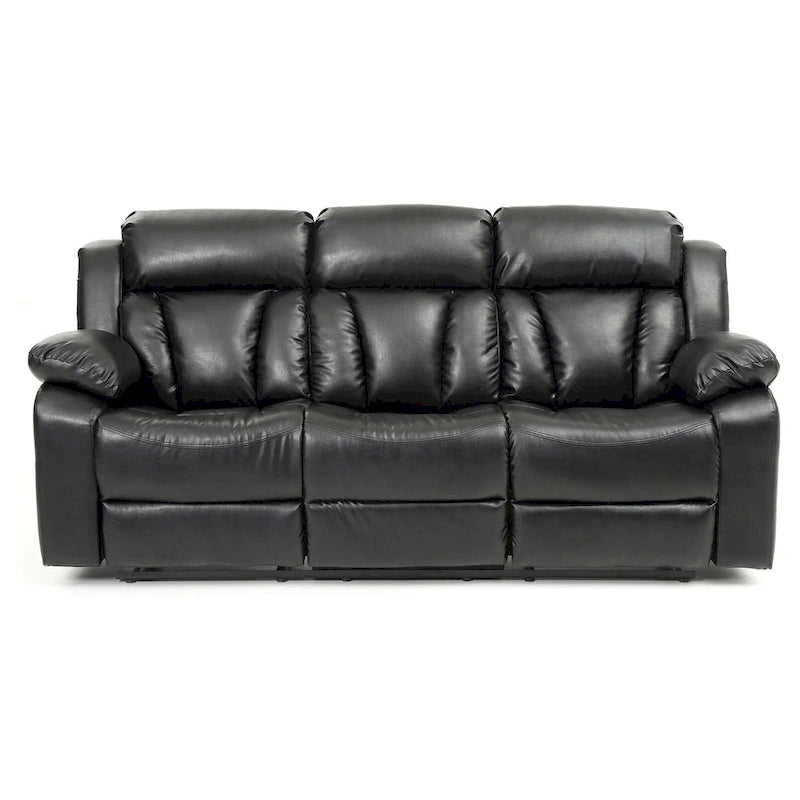 Canapé inclinable droit en similicuir à bras évasés de 85 po de largeur - 37L x 85W x 41H