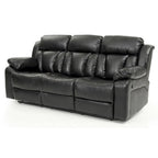 Canapé inclinable droit en similicuir à bras évasés de 85 po de largeur - 37L x 85W x 41H