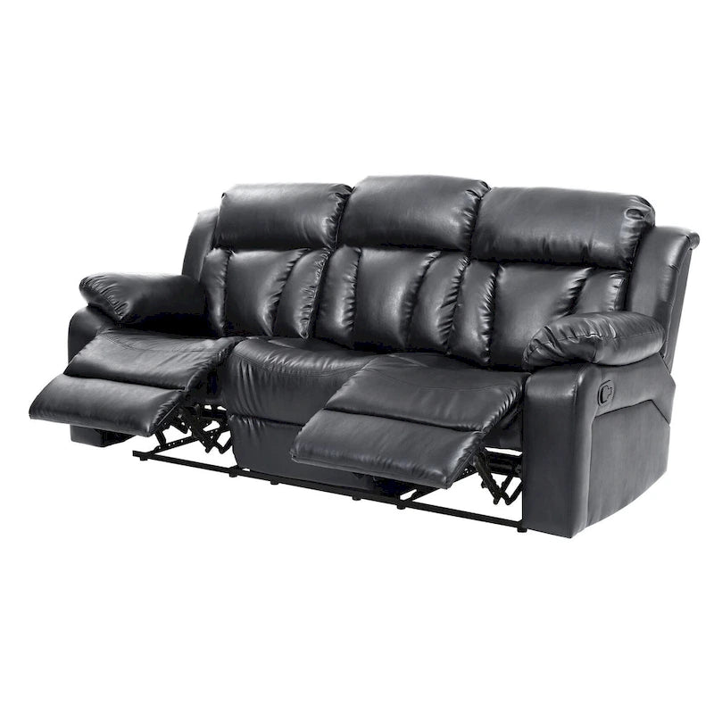 Canapé inclinable droit en similicuir à bras évasés de 85 po de largeur - 37L x 85W x 41H