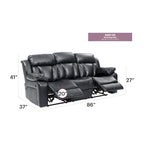Canapé inclinable droit en similicuir à bras évasés de 85 po de largeur - 37L x 85W x 41H