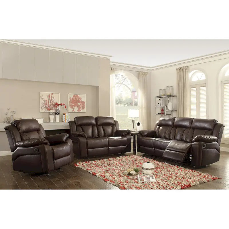 Canapé inclinable droit en similicuir à bras évasés de 85 po de largeur - 37L x 85W x 41H