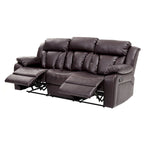 Canapé inclinable droit en similicuir à bras évasés de 85 po de largeur - 37L x 85W x 41H