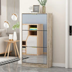 Meuble de rangement pour chaussures avec tiroir basculant et miroir